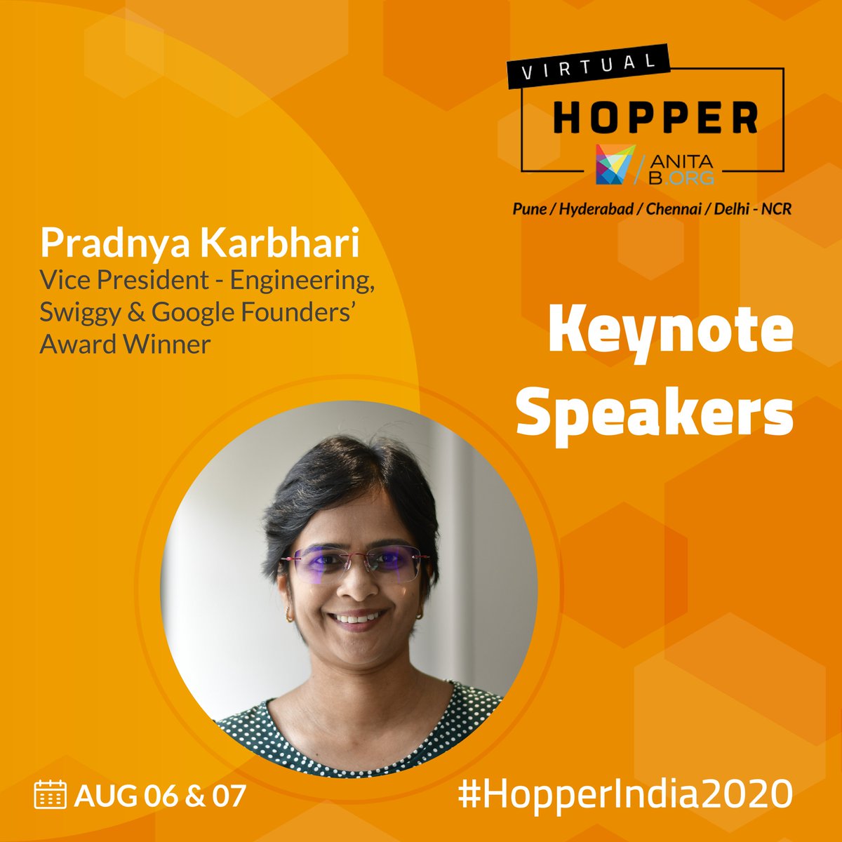 AnitaBorg_India's tweet photo. Introducing our keynote speakers for #HopperIndia2020! 

@swatipiramal, VC, Piramal Group is a Padma Shri awardee for her innovations. @pradnyak is the VP, Engineering at Swiggy &amp; a Google Founders’ award winner.

Register at https://t.co/g7Ms2cFPUh 

#AnitaBorgIndia https://t.co/fmqhhf9Cfp