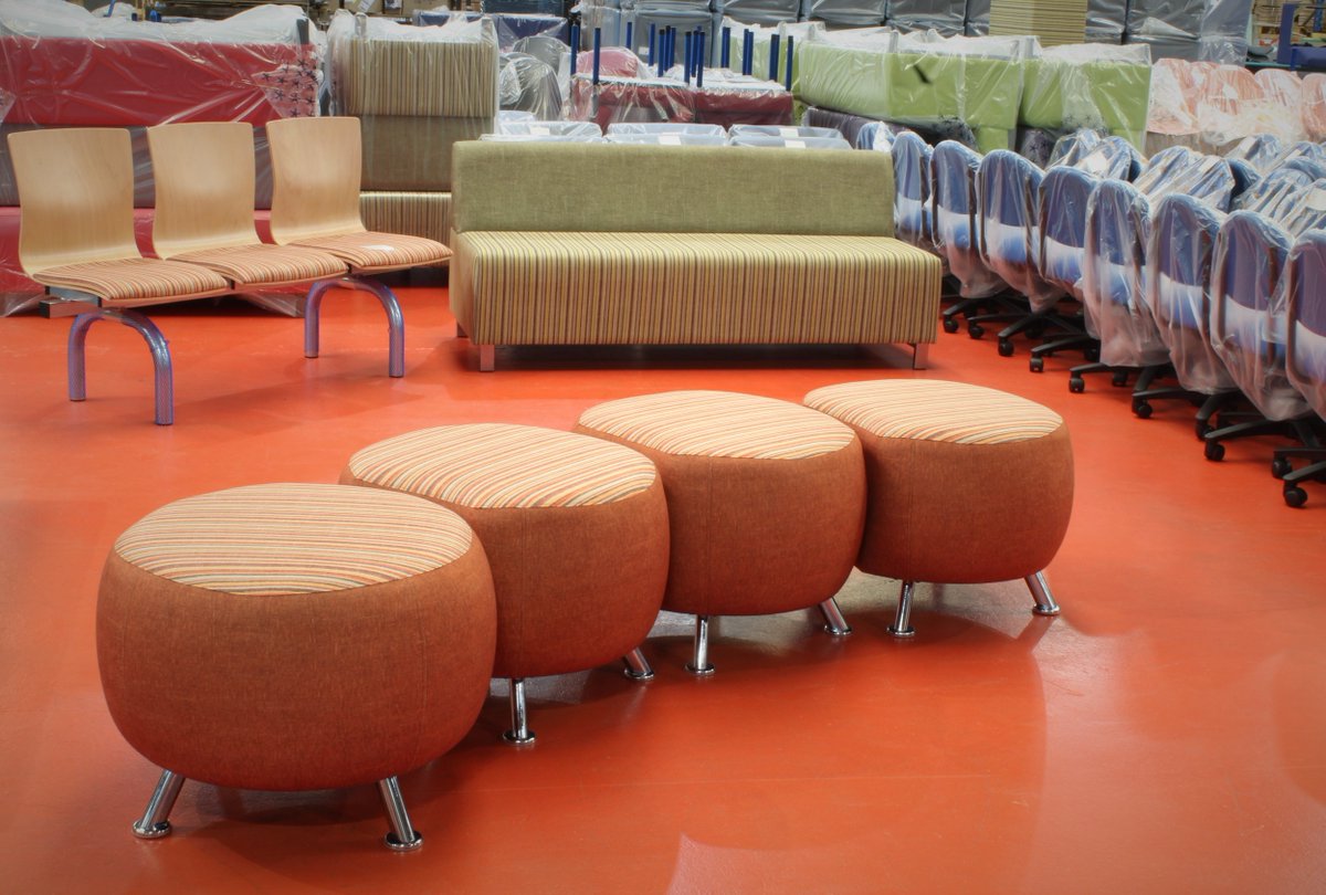 summit_1977's tweet photo. Snowdon high performance #antibacterial fabric from @aguafabrics, both striped and plain, expertly co-ordinated across #beamseating, #sofas and #poufs. Part of a large installation due out Monday. Snowdon also has a #check option. https://t.co/F0obixHTA8 https://t.co/30uKY0O82l https://t.co/OVaXNSm54g