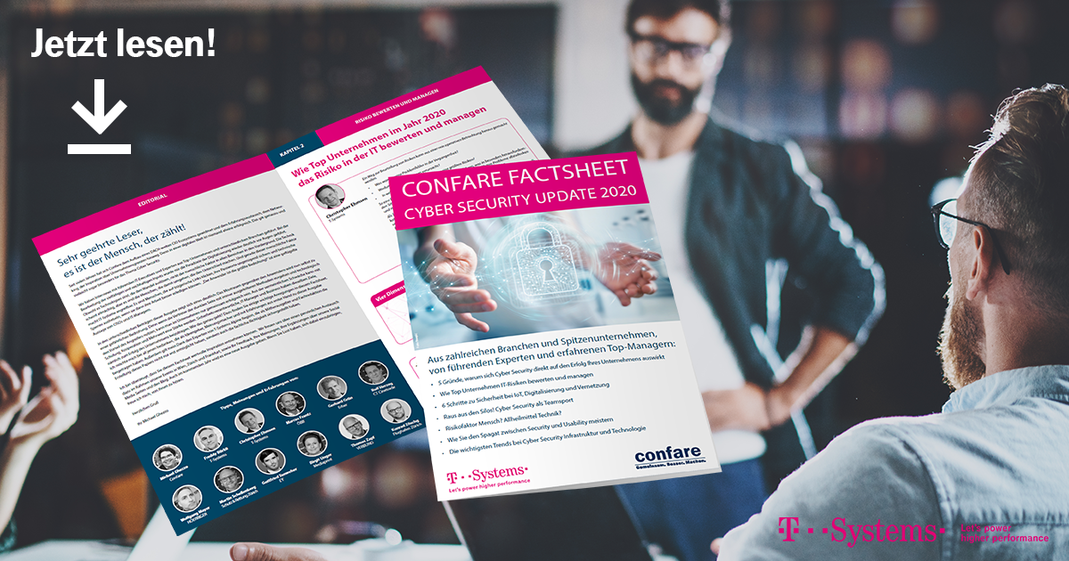 tsystemsat's tweet photo. 5 Gründe, warum sich #CyberSecurity direkt auf den Erfolg Ihres Unternehmens auswirkt erhalten Sie im neuen Security Factsheet 2020. Gleich kostenfrei downloaden! https://t.co/fD8JSROAwk
#securesuccess mit #Confare https://t.co/f9AKl32IYs