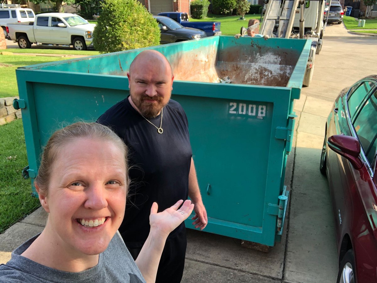 ckearneyconsult's tweet photo. #CKCfunFriday: CONGRATS to our own Courtney Kearney and her husband on purchasing a new home!!๐
If you're going to need an extra large dumpster, at least it's a #CKCcolor - TEAL!! Best of luck with all of your renovation projects! https://t.co/5mJPxsWaVW