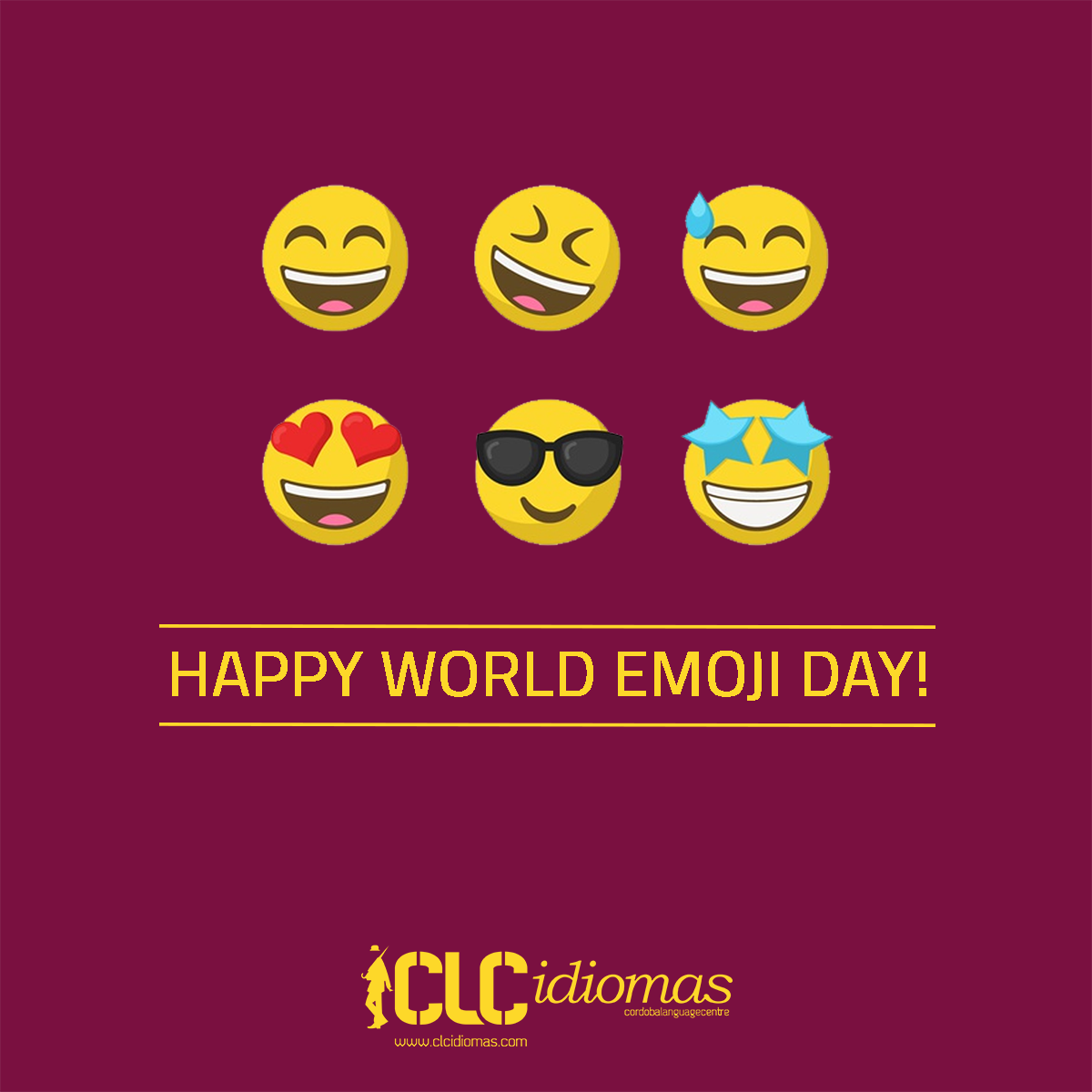 idiomas_clc's tweet photo. Happy #WorldEmojiDay! Which one’s your favourite? 
😉😋🙈😍👏😎💃😏 https://t.co/YW6BqUSFX2