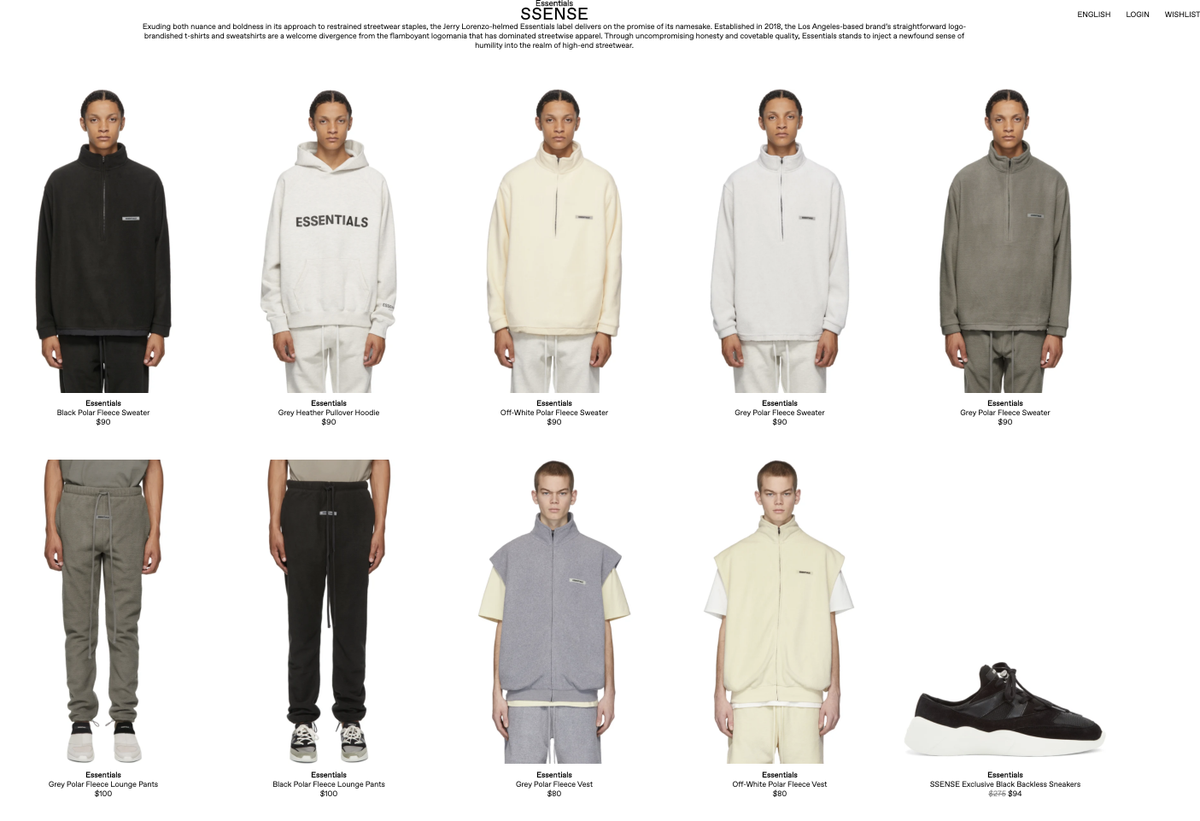 ssense fear of god essentials