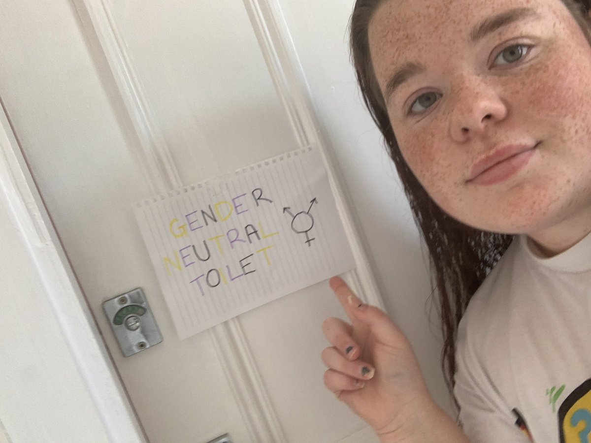 HcriSoc's tweet photo. Our committee can’t believe we’re forced to use a #genderneutralbathroom whilst in quarantine!!! Oh wait 🤔🤔🤔 #free2pee #lockdownloos #nonbinaryawarenessweek @OfficialUoM @UoMEandD @UoMLGBT https://t.co/2HO4tOuAhq