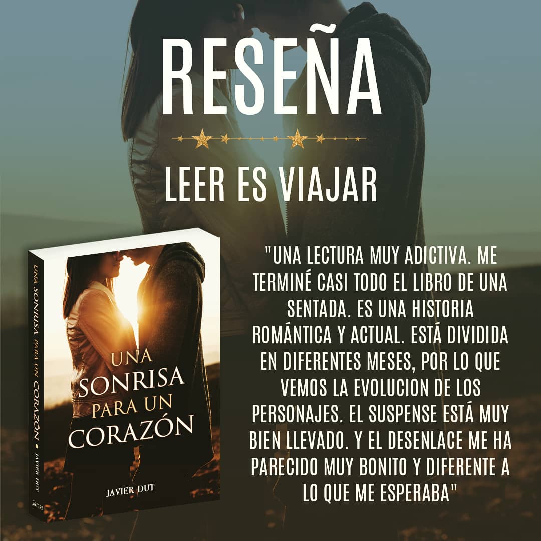 Javier_Dut's tweet photo. RESEÑA de UNA SONRISA PARA UN CORAZÓN en 'Leer es viajar'' ♥️ #reseña #unasonrisaparauncorazón #javierdut #edicionesjarosa #novela #review #literatura #libro #autor #author #juvenil #book #papel #amazon @Lesincele https://t.co/23oxuPT10j
