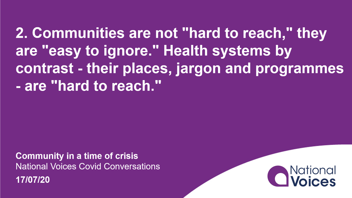 2. Communities are not "hard to reach," they are "easy to ignore"...  #HWAlliance  #OurCovidConversations (3/6)