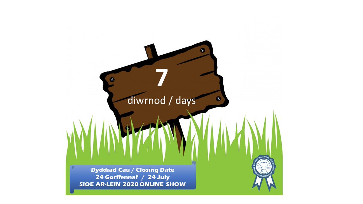 SAberteifi's tweet photo. 🐄🐑🎖️WYTHNOS i fynd - WEEK to go 🐄🐑🎖️

DYDDIAD CAU 24 GORFFENNAF  -  CLOSING DATE 24 JULY

Take a look at the classes and don't forget the 'Tips Section'!!!
https://t.co/AQ4elvNwGm https://t.co/LXrLkVM6Ir