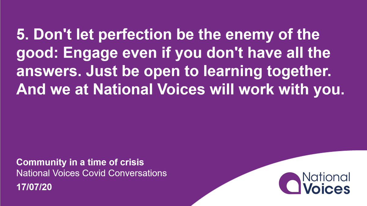 5. Don't let perfection be the enemy of the good: Engage even if you don't have all the answers.  #HWAlliance  #OurCovidConversations (6/6)