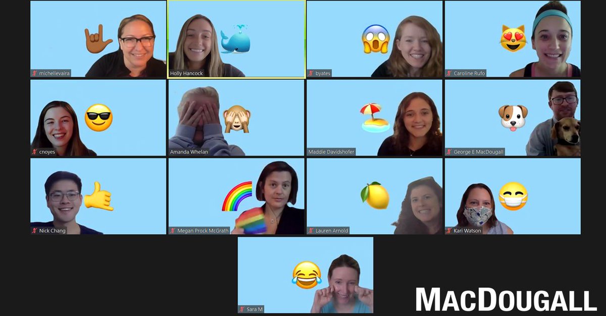 macdougallbio's tweet photo. The MacDougall team got creative and chose their favorite emojis for a team call in honor of #WorldEmojiDay! #EmojiDay #remotework https://t.co/Q1KV9hqoGX