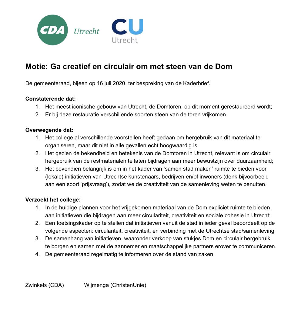 JantineZwinkels's tweet photo. Mooi! Ons voorstel om creatief & circulair om te gaan met het materiaal heeft het gehaald♻️🏗
#duurzaam #utrecht #DeDom #raad030 @CUUtrecht @CDAUtrecht
📸: @duicnl https://t.co/1uvZFSPGGT