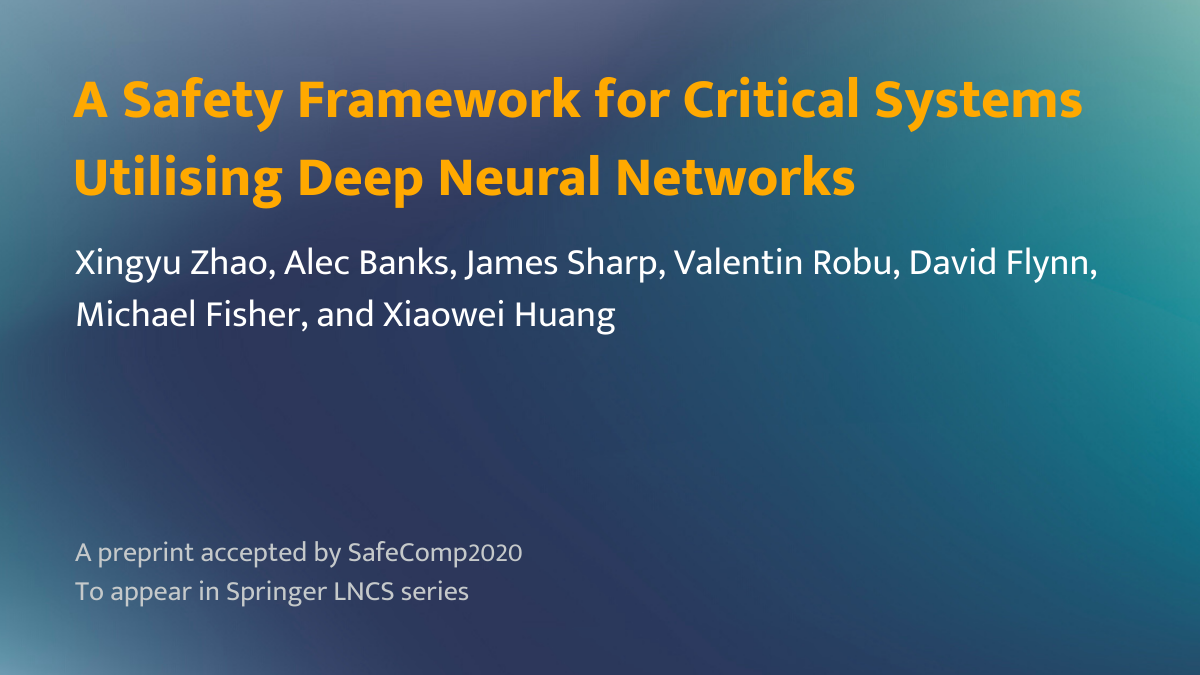 CfAA_York's tweet photo. A new paper by two AAIP Fellows Xingyu Zhao and Alec Banks, and colleagues James Sharp, @Valentin_HW, David Flynn, Michael Fisher @LivUni_AVLab and @xiaoweih that will be presented at #SafeComp2020 https://t.co/FBTxXfcXrV https://t.co/6wtKHT50O4