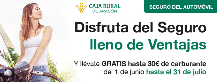 CajaRuralAragon's tweet photo. 🟩 PUBLICIDAD

Disfruta del Seguro del Automóvil 🚗 lleno de ventajas

Y llévate GRATIS hasta 30 € de carburante del 1 de junio hasta el 31 de julio

Cada kilómetro, repleto de tranquilidad

Pregunta en tu oficina de @CajaRuralAragon 

+ Info https://t.co/AgTBKGQnpg https://t.co/tSau4paM7w