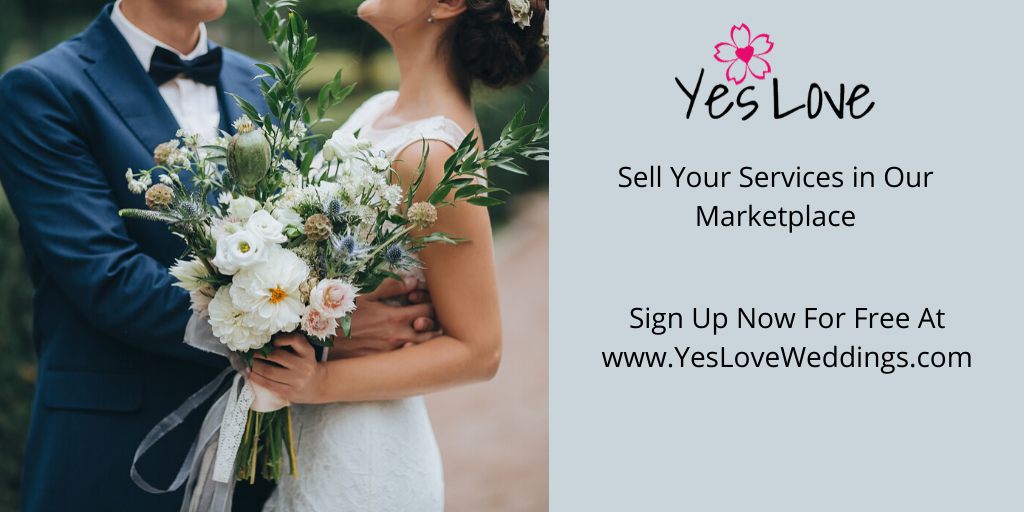 Wedding Pros sign up to sell your products &amp; services on Yes Love Wedding Marketplace. It's FREE! Sign up today at YesLoveWeddings.com