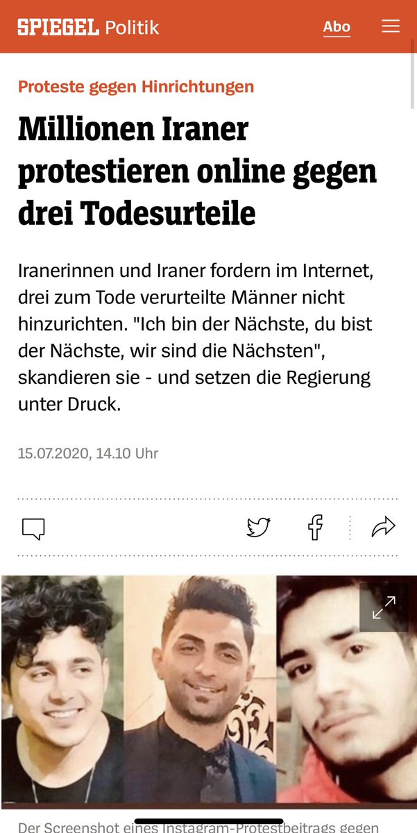 Khani2Mina's tweet photo. Lieber @derspiegel, danke für diesen Bericht. Das ist die Stimme Millionen IranerInnen gegen die Hinrichtung als Strafe und in Folge der Protesten in November 2019. Eine online Demonstration in der gewaltigen Lage der IranerInnen.#StopExecutionOfIranianProtestors #NoToExecusion https://t.co/InpcLHHBfB