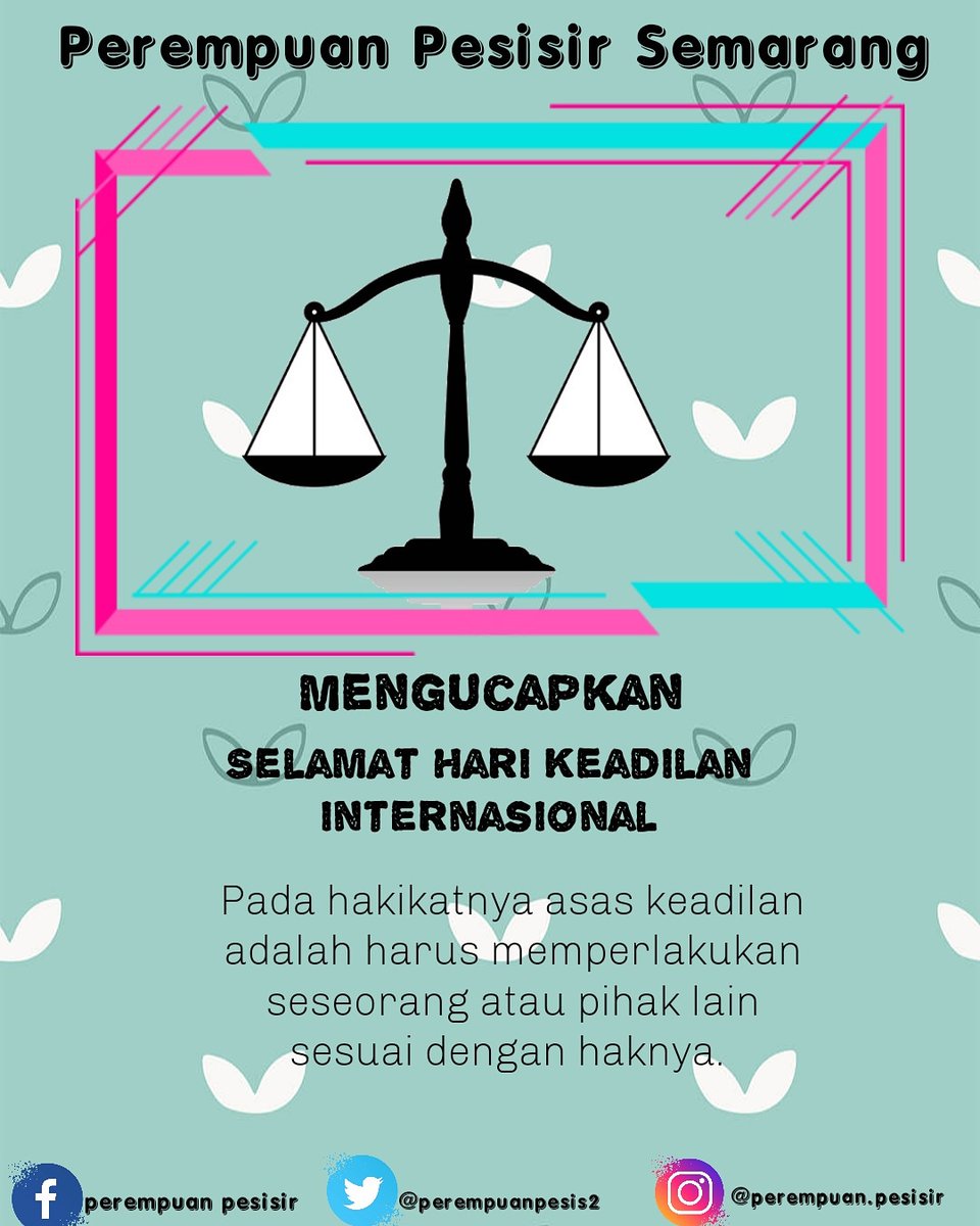 Selamat Hari Keadilan Internasional, 17 juli 2020
Diharapkan pemerintah peduli dan senantiasa bersikap adil kepada para nelayan, pembudidaya, dan tambak garam.
#perempuanhebat #dppknti #DPDKNTIKotaSemarang #pemerintahpusat #kkp #adil #keadilan