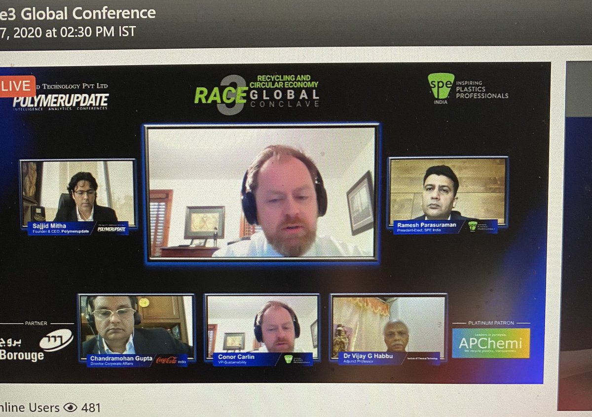 SUEZ_MW's tweet photo. SPE VP-Sustainability Conor Carlin presented on “Sustainability in the Packaging Sector” at RACE3 Recycling and Circular Global Economy Conference @4SPE_Plastics @spe_india10 https://t.co/wC4z6GUKZt