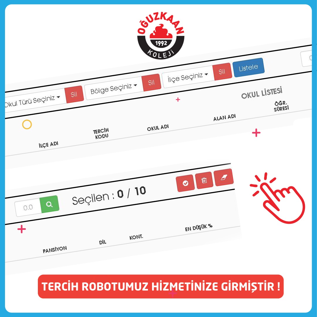 OguzkaanKoleji's tweet photo. Oğuzkaan Koleji LGS Tercih Robotu yayında!..

https://t.co/A7Ak5LyHdX https://t.co/qboCbqWihH