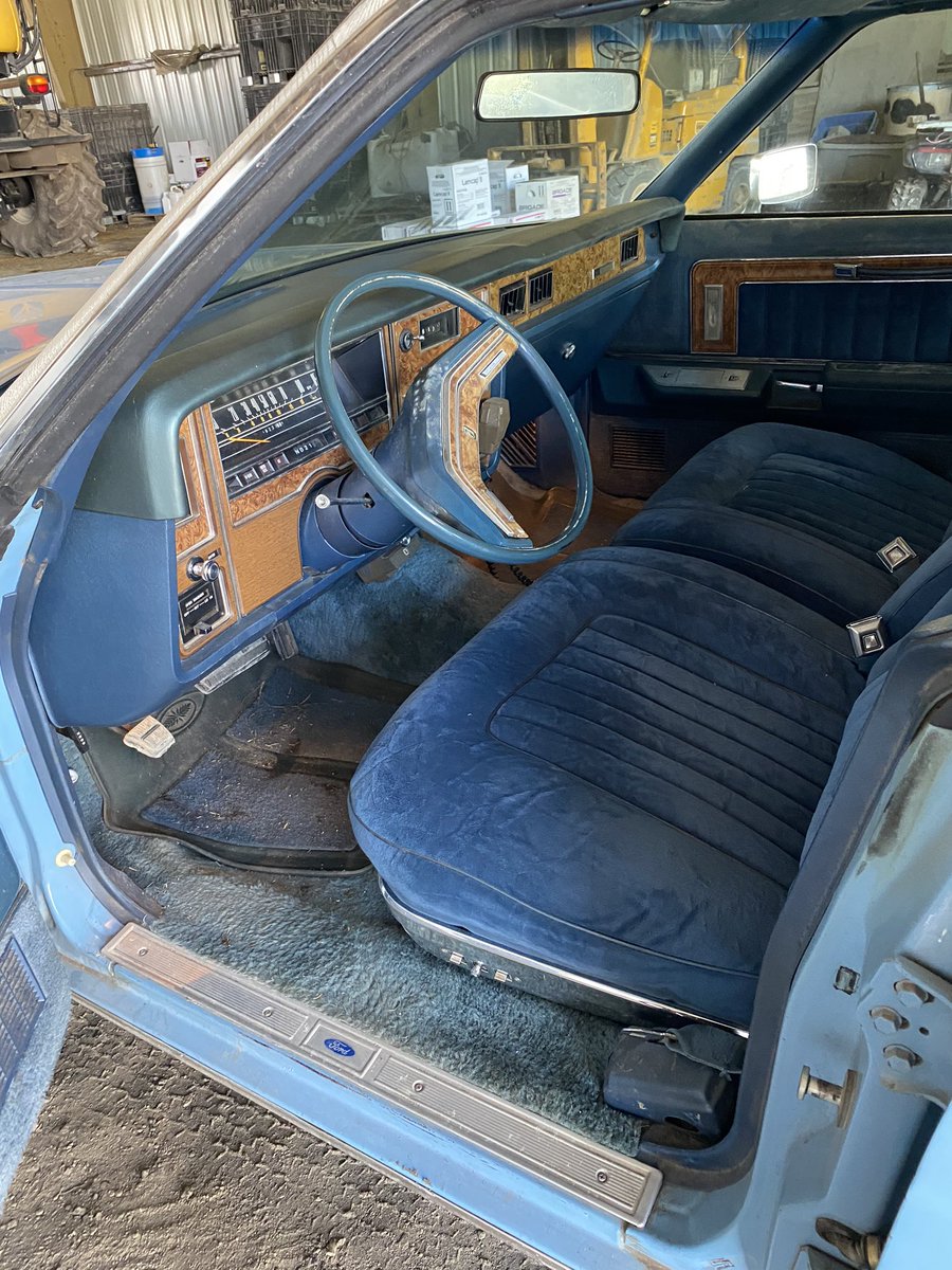 blacklandboyd's tweet photo. Customer had this beaut out of the garage and back running, complete with private ban radio, working 8 track, 460, power everything. I could just see that thing floating down the field path right now dust a flying https://t.co/koZDWL8flb
