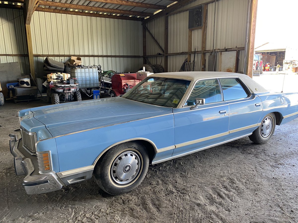 blacklandboyd's tweet photo. Customer had this beaut out of the garage and back running, complete with private ban radio, working 8 track, 460, power everything. I could just see that thing floating down the field path right now dust a flying https://t.co/koZDWL8flb