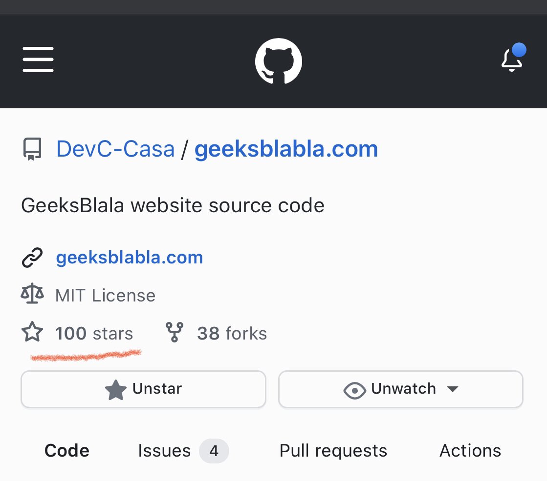 ElaziziYoussouf's tweet photo. We hit 100 stars today 🔥🔥
26 contributors 
117 PR
34 closed issues, 4 open 

Thank you @AitDabel  for the star n 100 😁
https://t.co/vsrYF51Me8
#Geekblabla #DevC_Casa https://t.co/eeXZq9IJsQ