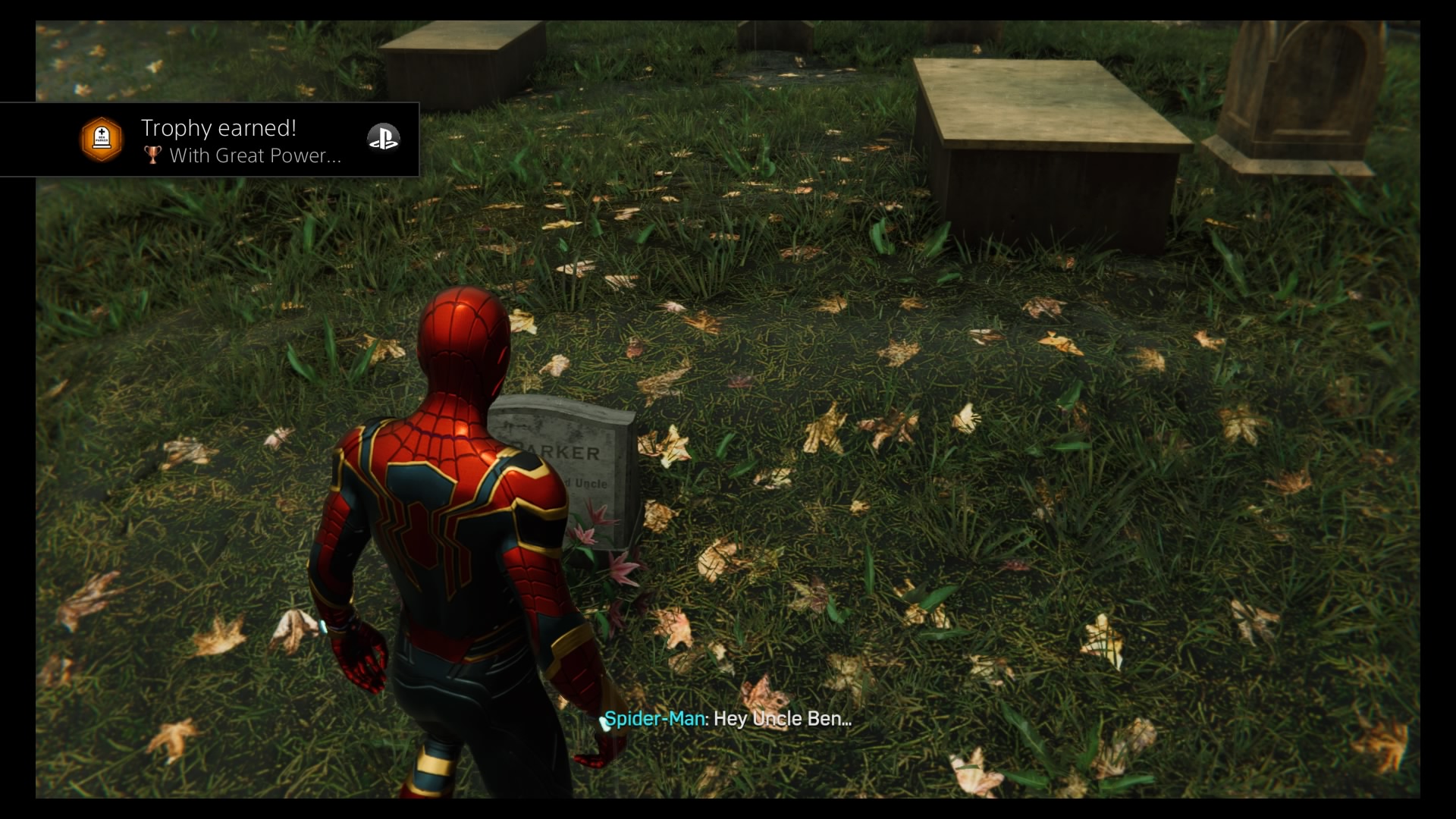 Duck on Twitter: "Marvel's Spider-Man With Great Power... (Bronze) Pay respects at Ben Parker's #PS4share https://t.co/YnsoHjF3Wc" / Twitter