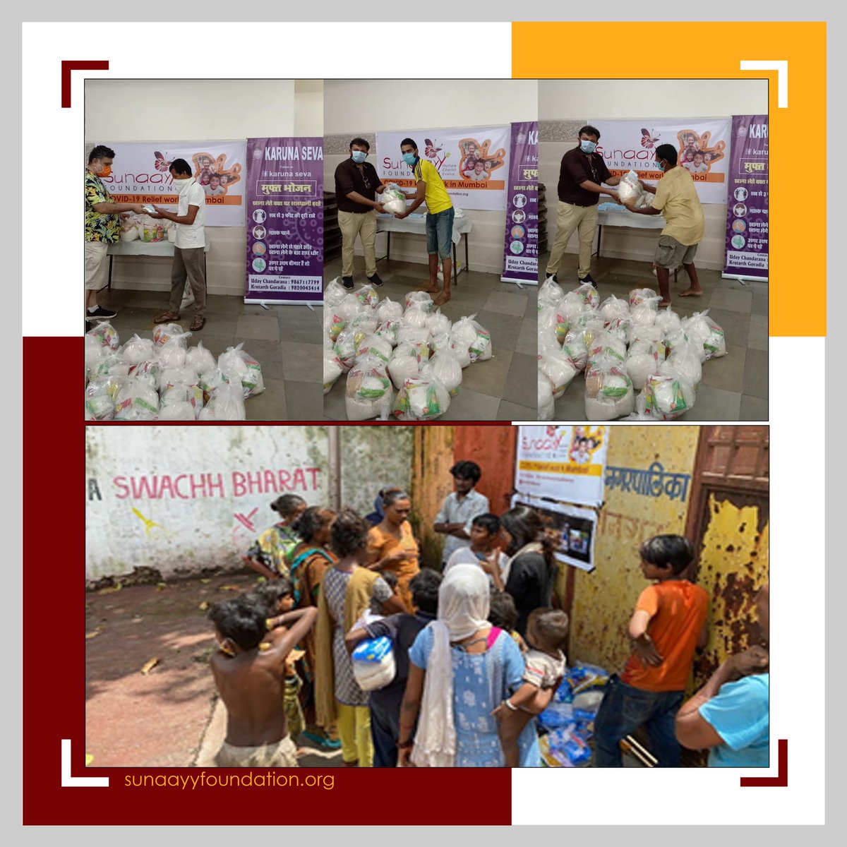 NishVishwa's tweet photo. Sunaayy Foundation expanded their distribution of relief materials to the city of Mumbai,Maharashtra. Local aid and volunteer support for these distributions was provided by Karuna Seva and the Junoon Foundation.#covid19 #rte #volunteer #donate #socialgood #fundraising #humanity https://t.co/mWccvhfWLw