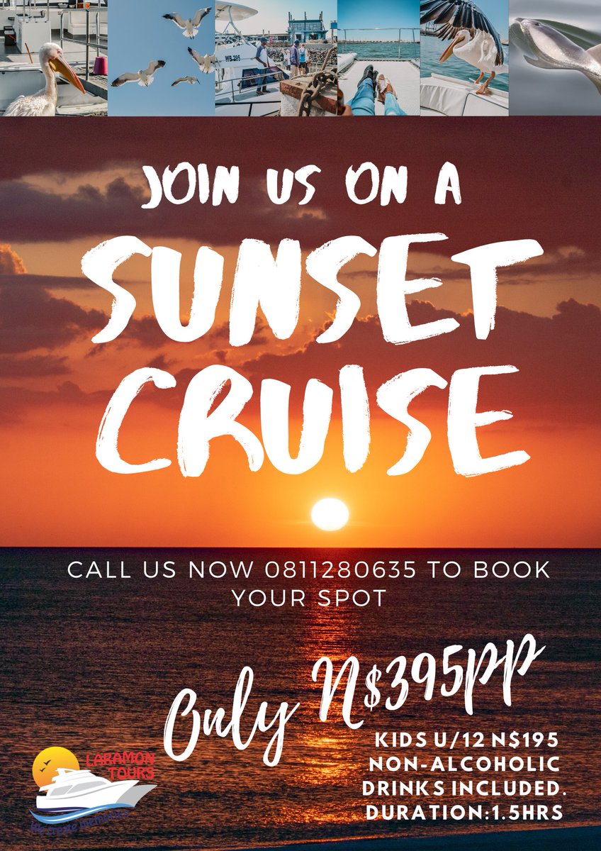 LaramonTours's tweet photo. Sunset cruise tonight! 
#booknow #laramontours #sunset https://t.co/ZPLkxFxwbv