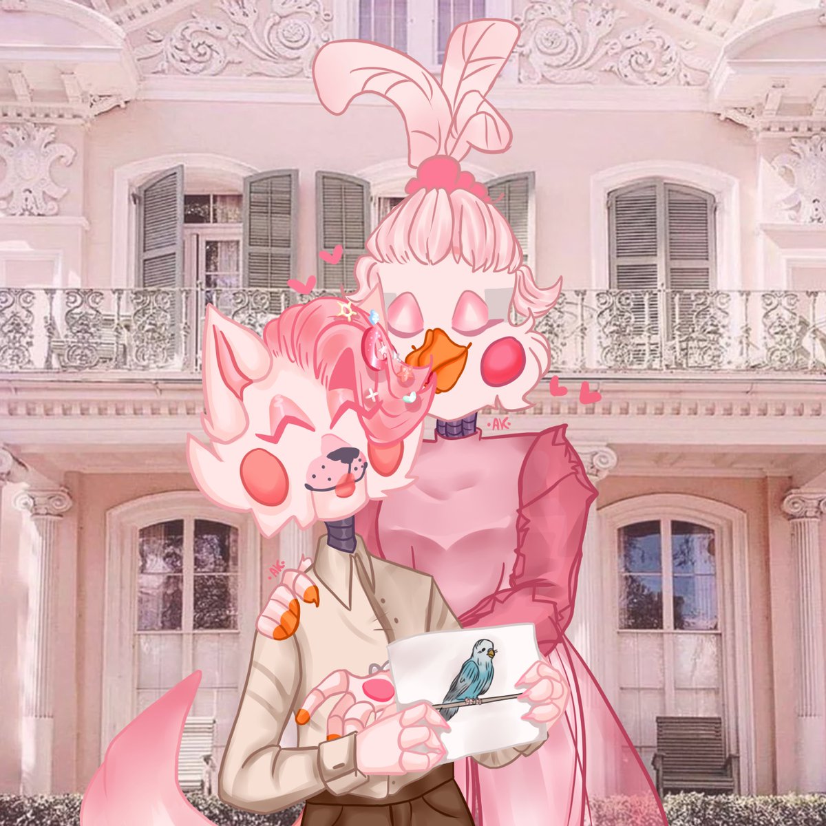 Monika48256026's tweet photo. I drew for a trend in Tik-Tok. The essence of this trend:to ship(I hope correctly) those who stand on your Wallpaper.
Mangle is depicted here as a short guy
(Because I consider TOY animatronics to be small).
#fnaf #fnaf2 #fnafsl #fnafpizzeriasimulator #mangle #funtime_Chica https://t.co/9zXmHTJbDs
