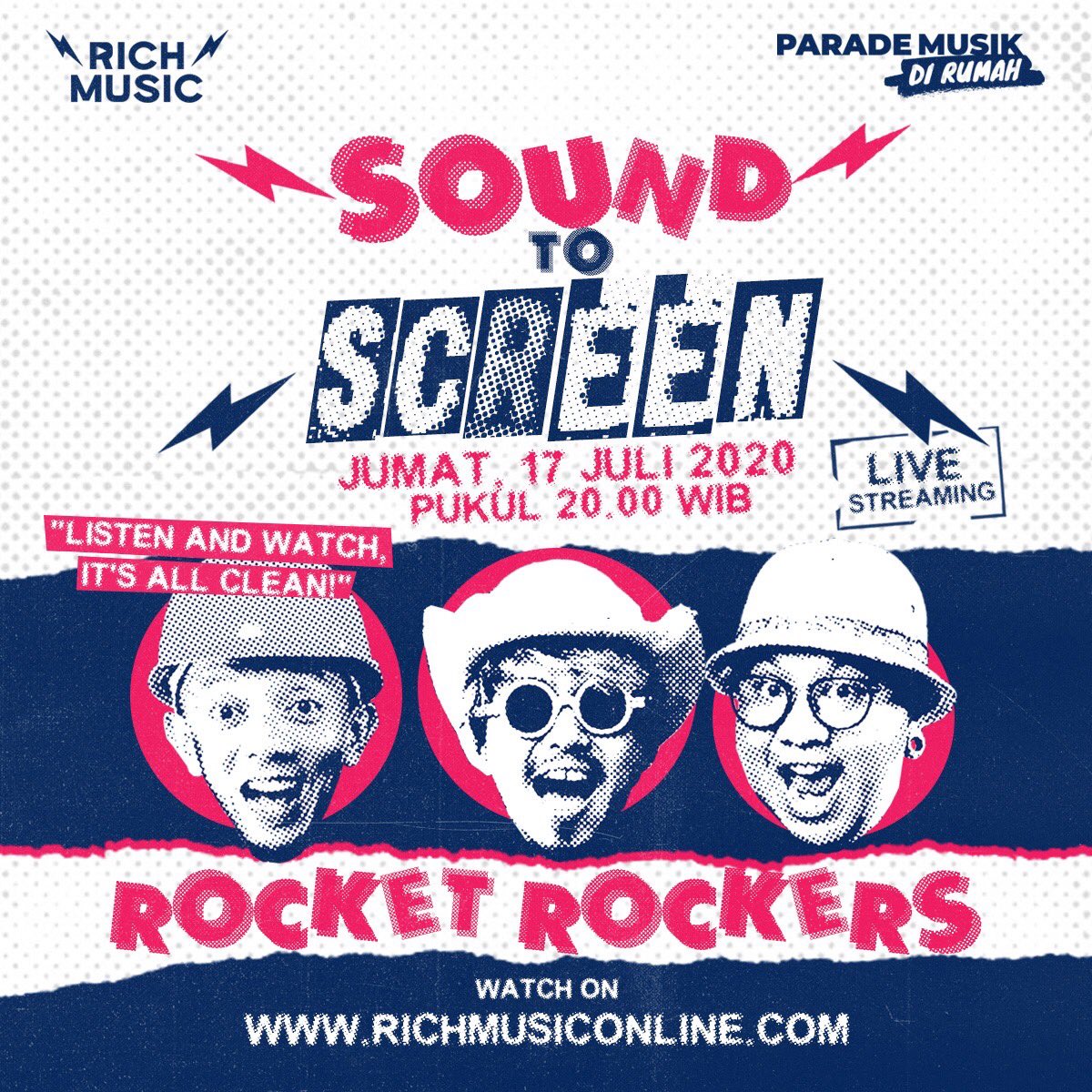 rocket_rockers's tweet image. #SOUNDTOSCREEN adalah program live band studio session dengan format full power dan electricity!
Kamu bakal merasakan vibe baru dengan komposisi musik yang mantap, kuat dan berbeda dari berbagai musisi favorit kalian.

Listen &amp;amp; watch, its all clean!