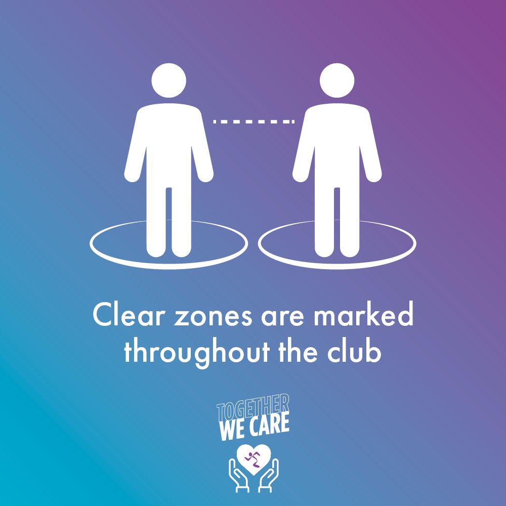 In club you will see marked zones to ensure you are at a safe distance.💜