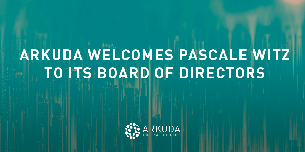 ArkudaTx's tweet photo. We're thrilled to announce the appointment of Pascale Witz to our BoD. Pascale is an accomplished leader and #biotech advisor, and we look forward to working with her as we advance our pipeline to treat FTD-GRN and other neurodegenerative diseases. https://t.co/AaWeacxiZK #endFTD https://t.co/iC0HyM52sv