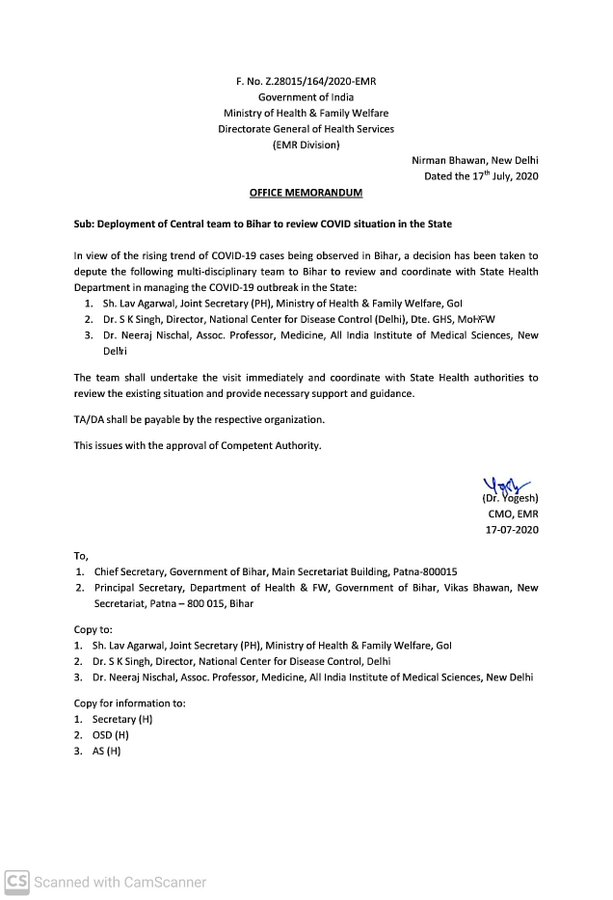 Indiafightscorona On Twitter Indiafightscorona In View Of Rising Trend Of Covid19 Cases Being Observed In Bihar Mohfw India Deploys Central Team To Review The Situation Staysafe Indiawillwin Https T Co Agjlq7qjoo