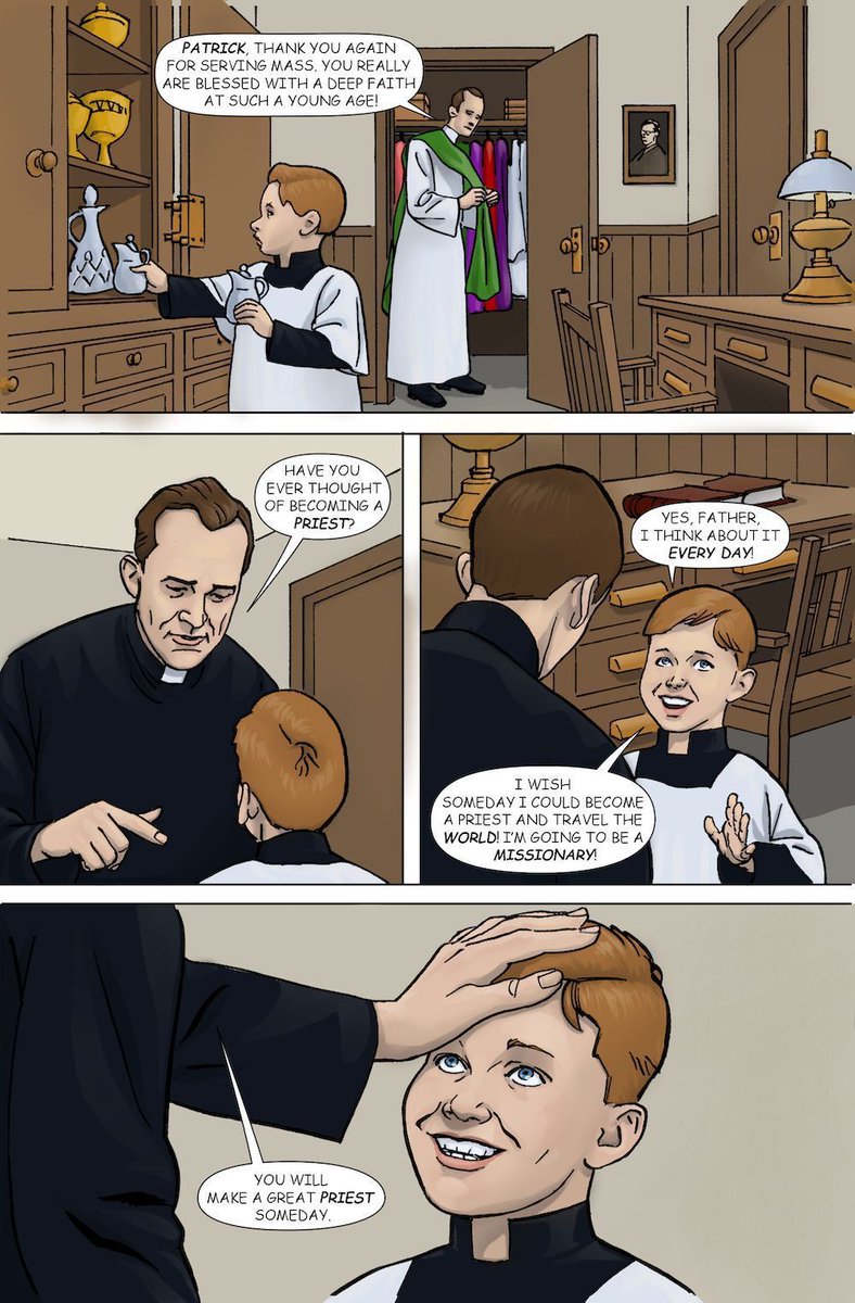 VoyageComics's tweet photo. The Tale of Patrick Peyton. Pencils/Inks by Jim Fern (AMAZING SPIDER-MAN, X-MEN ANNUAL, and CROSSING MIDNIGHT), Colors/Letters by Michael LaVoy

Order TODAY --> https://t.co/0YB3qZ7IK2 https://t.co/gnPc9eNLt5