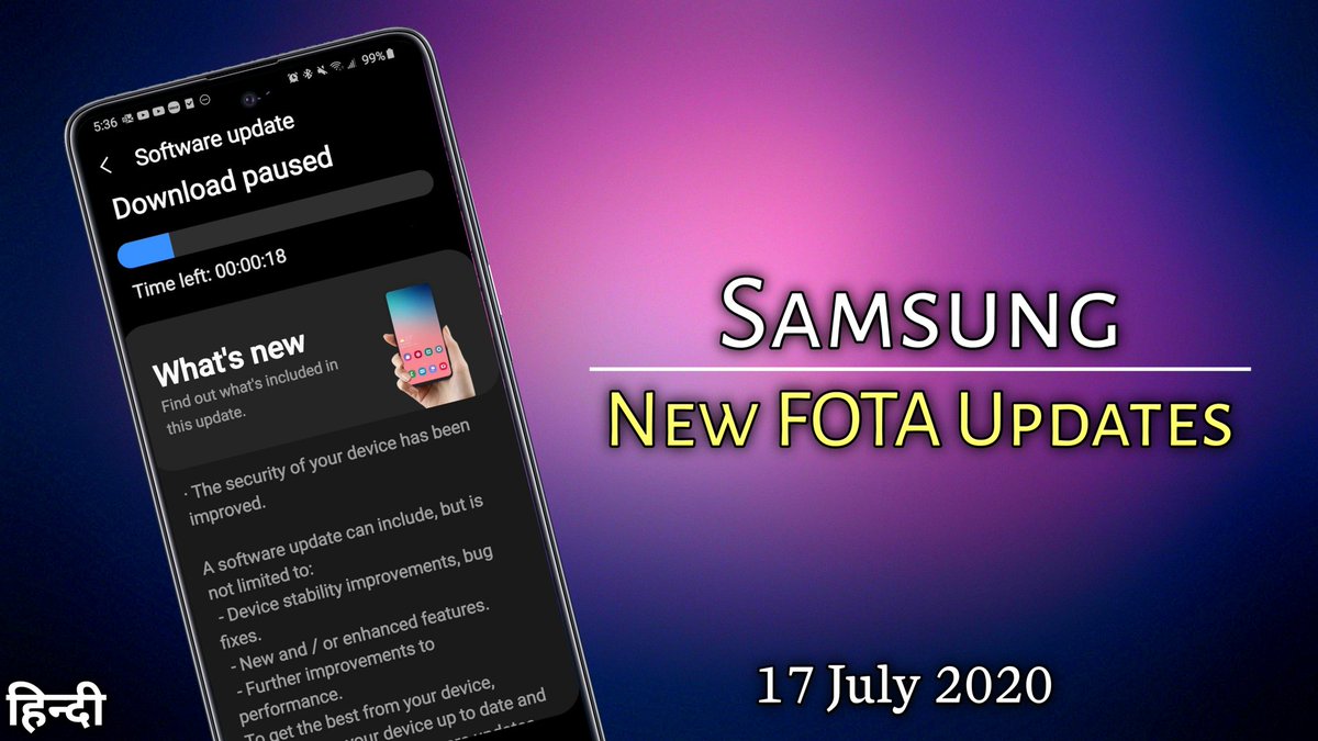 TechnicalChoro's tweet photo. Watch "New FOTA Updates for Samsung Phones in India| S10,S10+,S20,Note 10,Note 9,S20 lite,July patch Hindi" on YouTube https://t.co/O2M84znT9I https://t.co/2gFfiRMBPG