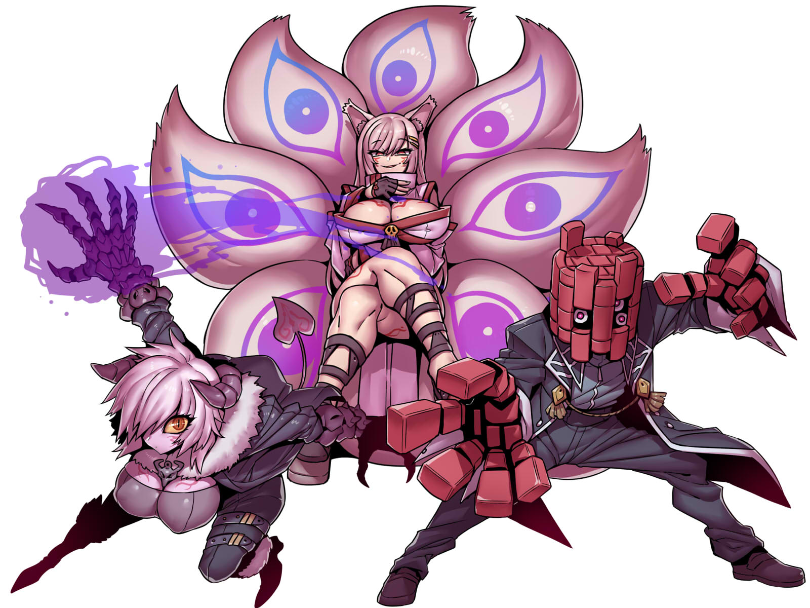 月わに Twitter પર 今日 描いた Vtuberモンスター素材集 の三人 異形頭 スクフォト しゅりっと絵巻