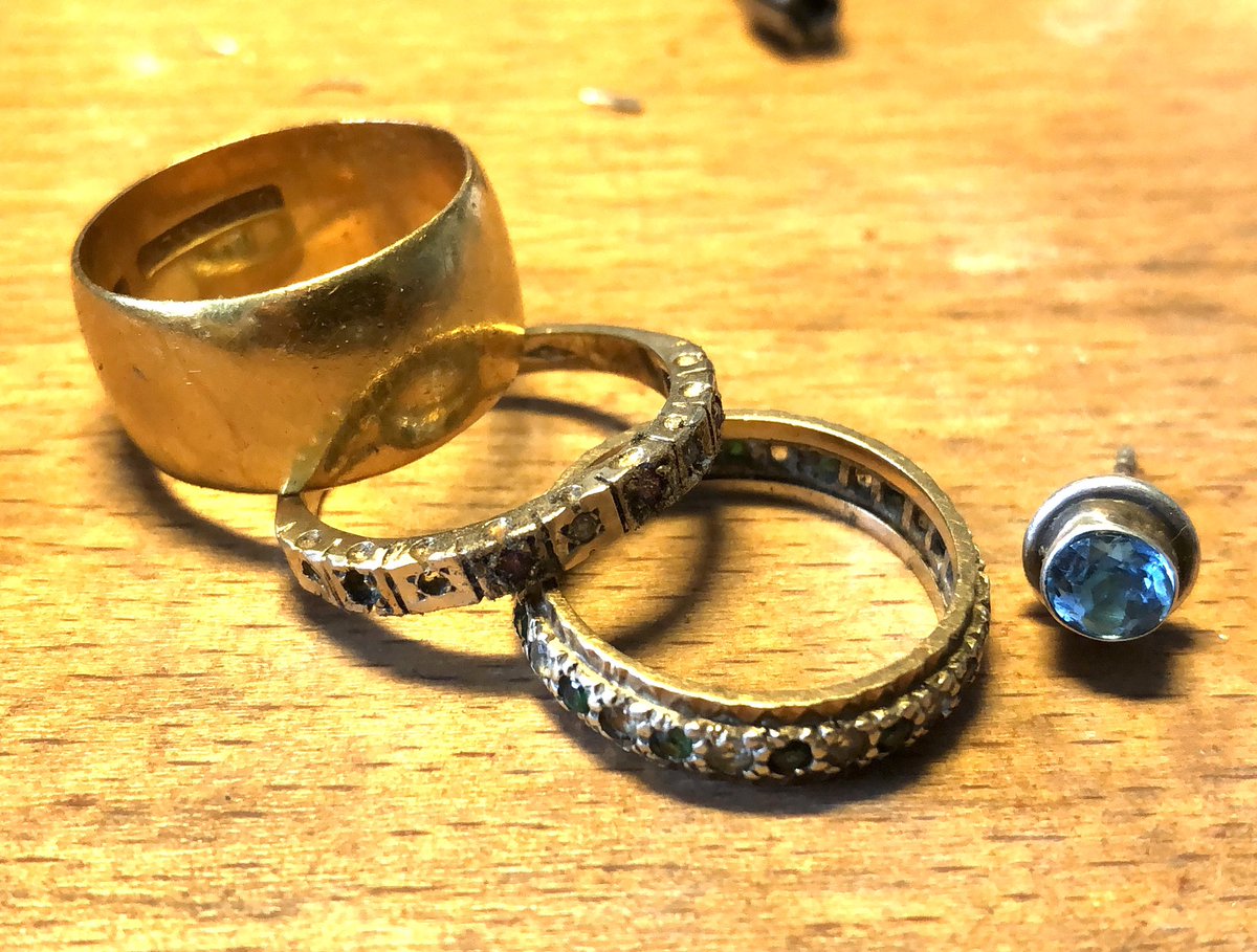 Latest recycling commission, using bits of gold and stones from old rings and stud