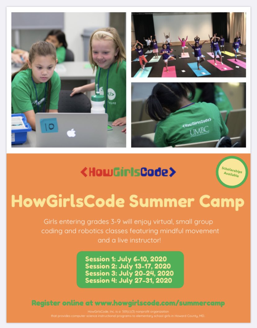 HowGirlsCode's tweet photo. Don’t miss out! Hurry and sign up for the last week of the HowGirlsCode Virtual Summer Camp! Few slots left! Small classes. Reasonable price. Qualified instructors. #howgirlscode https://t.co/aVofBFRNyU https://t.co/RJ4Ni2maEZ