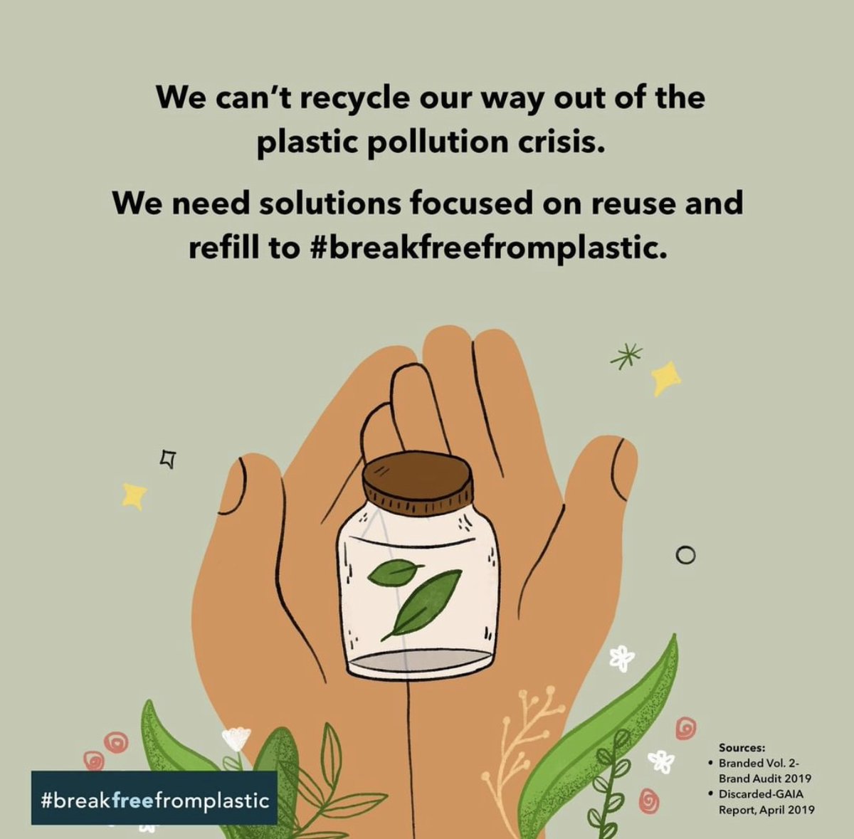 PlasticPollutes's tweet photo. As much as we want recycling to be the answer, unfortunately it’s not. ♻️ The global recycling rate is only 9%. To truly #breakfreefromplastic and transition to a #BetterNormal, we have to replace single-use with sustainable solutions like reusables and refilling stations. 🌍 https://t.co/7QubII6JED