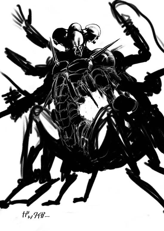 #このタグを見た人はラフ画とその完成絵を見せる
ハカイダーとガッタイダー(字間違ってますが) 