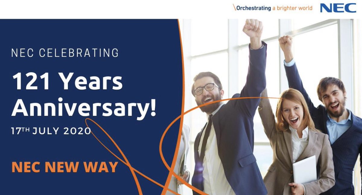 nec_peru's tweet photo. HOY estamos de Fiesta, HOY celebramos !!

#NEC cumple 121 años contribuyendo al desarrollo de la sociedad con sus Tecnologías:
*Hardware e Infraestructura
*Microondas
*Software
*Biometria facial, dactilar, iris
*Smartcities
*Seguridad

Celebremos el #NECWAYDAY en #NecPeru #Peru https://t.co/szzpndqhzH