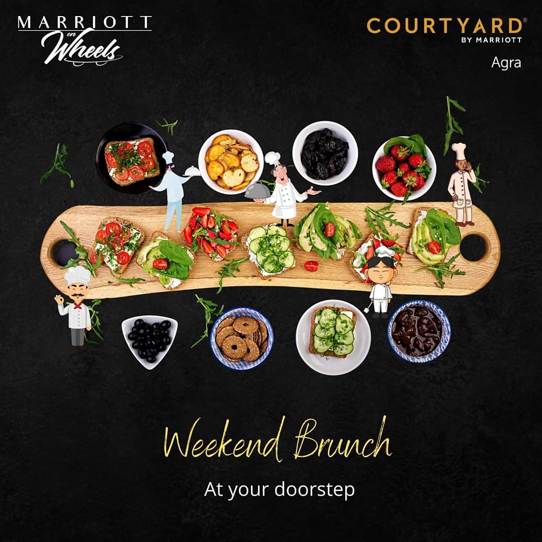 marriottagra's tweet photo. Relish an exotic Brunch featuring an array of exquisite delicacies you don’t want to miss while we deliver Happiness at the comfort of your home.

#WeekendBrunch #SayItWithABrunch #SundayBrunch #MarriottOnWheels #UnboxHappiness #CourtyardAgra #Zomato #Swiggy #FromMarriottWithLove https://t.co/wpfjkbLXlV