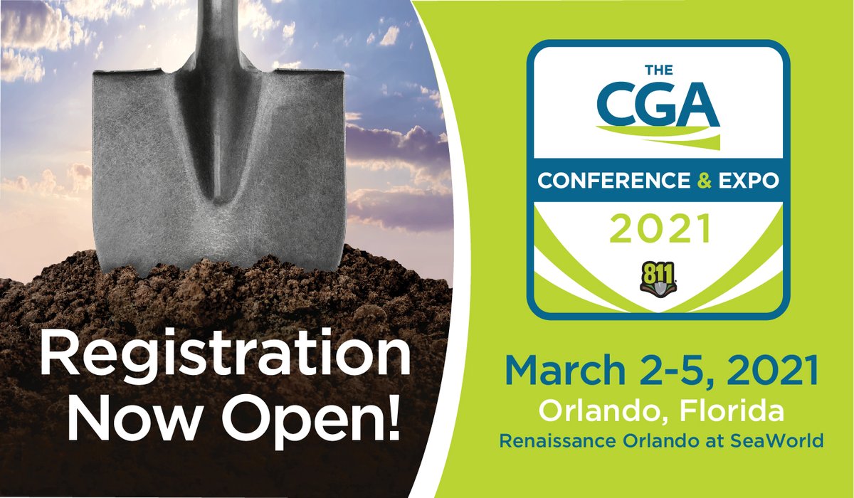 CGAConnect's tweet photo. Attendee registration for the 2021 CGA Conference & Expo is now open! Visit https://t.co/NXQ6v6aeqG to register and for the latest updates on speakers, roundtables, educational tracks and networking opportunities. #call811 #digsafe #utilities #conference #crossbore #safety https://t.co/ebJ6Wp431K