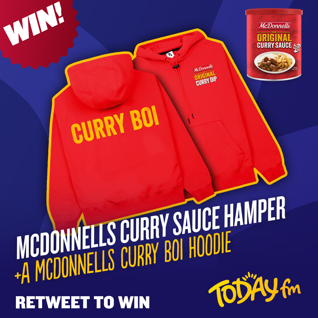 It's Friday! Which means we have a cozy McDonnells Curry Boi Hoodie &amp; a hamper full of McDonnells Curry Sauce goodies up for grabs! 🙌🏼

Like &amp; RT to enter!

Catch @FergDarcy weekdays from 2pm on #TodayFM with thanks to #McDonnellsCurrySauce 😋🍟
