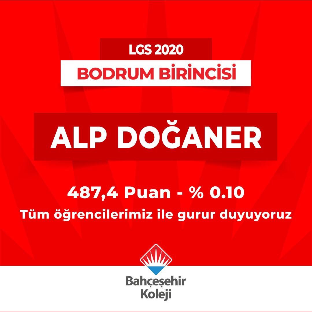 2020 LGS’de Bodrum birincisi olan öğrencimiz Alp Doğaner’i kutluyor, kendisine destek olan ailesine ve öğretmenlerimize teşekkür ediyoruz. 

#BodrumBirincisi
#bahçeşehirkoleji 
#bodrumbahçeşehirkoleji
#lgs2020