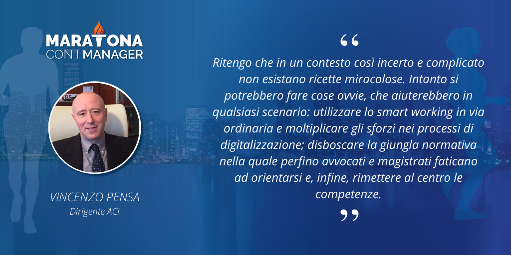 CIDAManager's tweet photo. #SmartWorking, #competenze e #burocrazia sono i temi affrontati da Vincenzo Pensa, Dirigente @ACI_Italia, alla nostra #MaratonaManager.

Corri a vedere il video completo sulla piattaforma MaratonaManager 🏃‍♀️ https://t.co/HaQY3ioTpJ https://t.co/eQM1BJJyvb