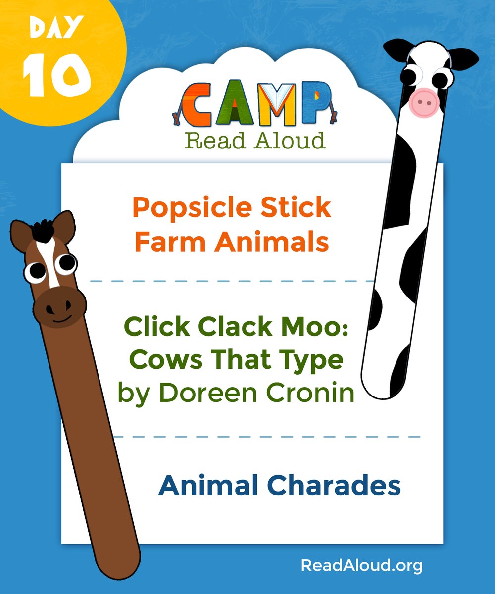 ReadAloud_org's tweet photo. Adorable farm animals are the focus of today's #CampReadAloud and features one of our favorite read-alouds "Click, Clack, Moo: Cows That Type". It's sure to provide more than a few giggles! 🐮 https://t.co/NHRVnUhrm5 https://t.co/eGis2aiC6g https://t.co/CZL3o73t55 https://t.co/JJpzRd5fBs
