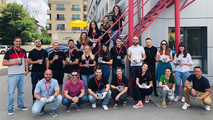aligncompliance's tweet photo. Добре дошли в изкачването (Welcome to the CLIMB)!

Our new CLIMBERS are attending the first A-LIGN University at our Sofia, Bulgaria office. To celebrate this milestone, the team planted seeds as a testament to their future growth and learning what it takes to #SecureTheSummit. https://t.co/hbxzGDAbv9