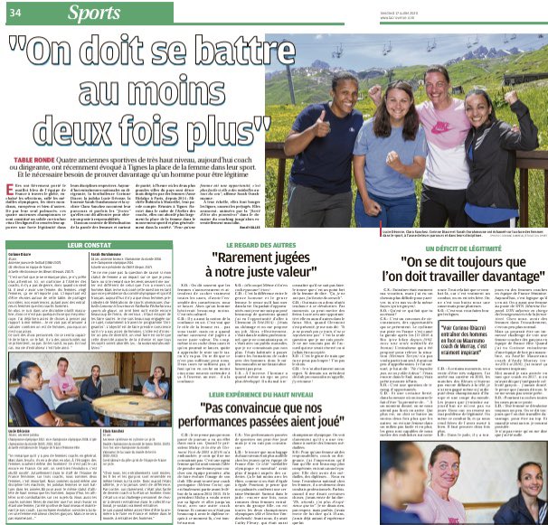 Long format aujourd’hui dans <a href="/laprovence/">La Provence</a> sur les femmes coach et plus généralement sur la place des femmes dans le sport. Table ronde <a href="/EtoilesduSport/">Étoiles du Sport</a> passionnante avec Lucie Décosse <a href="/sanchez_clara83/">sanchez clara</a> Corinne Diacre et <a href="/SarahOurahmoune/">Sarah Ourahmoune OLY</a>