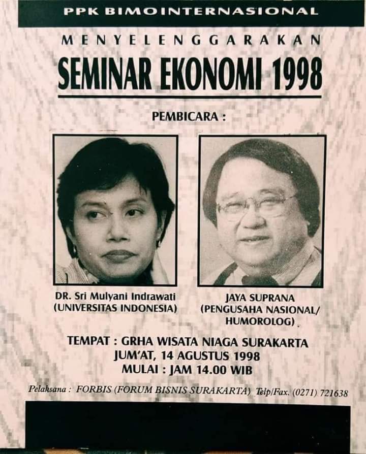 narkosun's tweet photo. Testimoni panpel Seminar Ekonomi 1998 di Solo.

Oleh: Bambang Haryanto. https://t.co/EPoKBhOm20