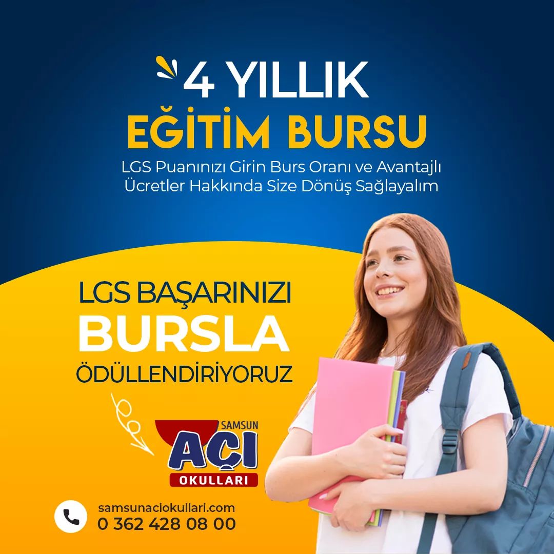 9. sınıfa başlayacak öğrencilerimize büyük fırsat. Dört yıllık eğitim bursuyla başarınızı ödüllendiriyoruz.
👇
Formu doldurun sizi arayalım.
samsunaciokullari.com/lgs-basarinizi…