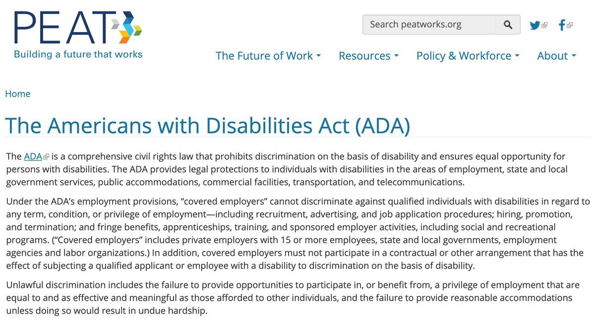 PEATWorks's tweet photo. July 26 is the 30th Anniversary of the Americans with Disabilities Act! Learn how the ADA applies to websites, mobile apps, and other digital spaces. https://t.co/sty18GyHUO #ADA30 #ADAnext30 https://t.co/bXOil5arrY
